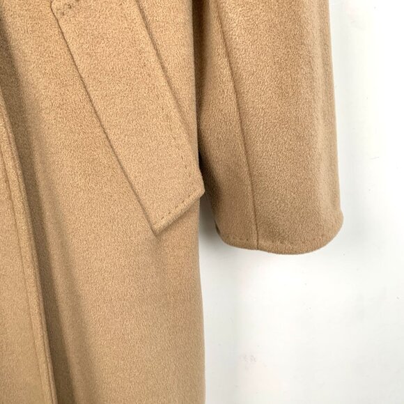 Max Mara Womens Camel Double-Breasted Wool Coat With Pockets & Back Belt Detail - Picture 4 of 8